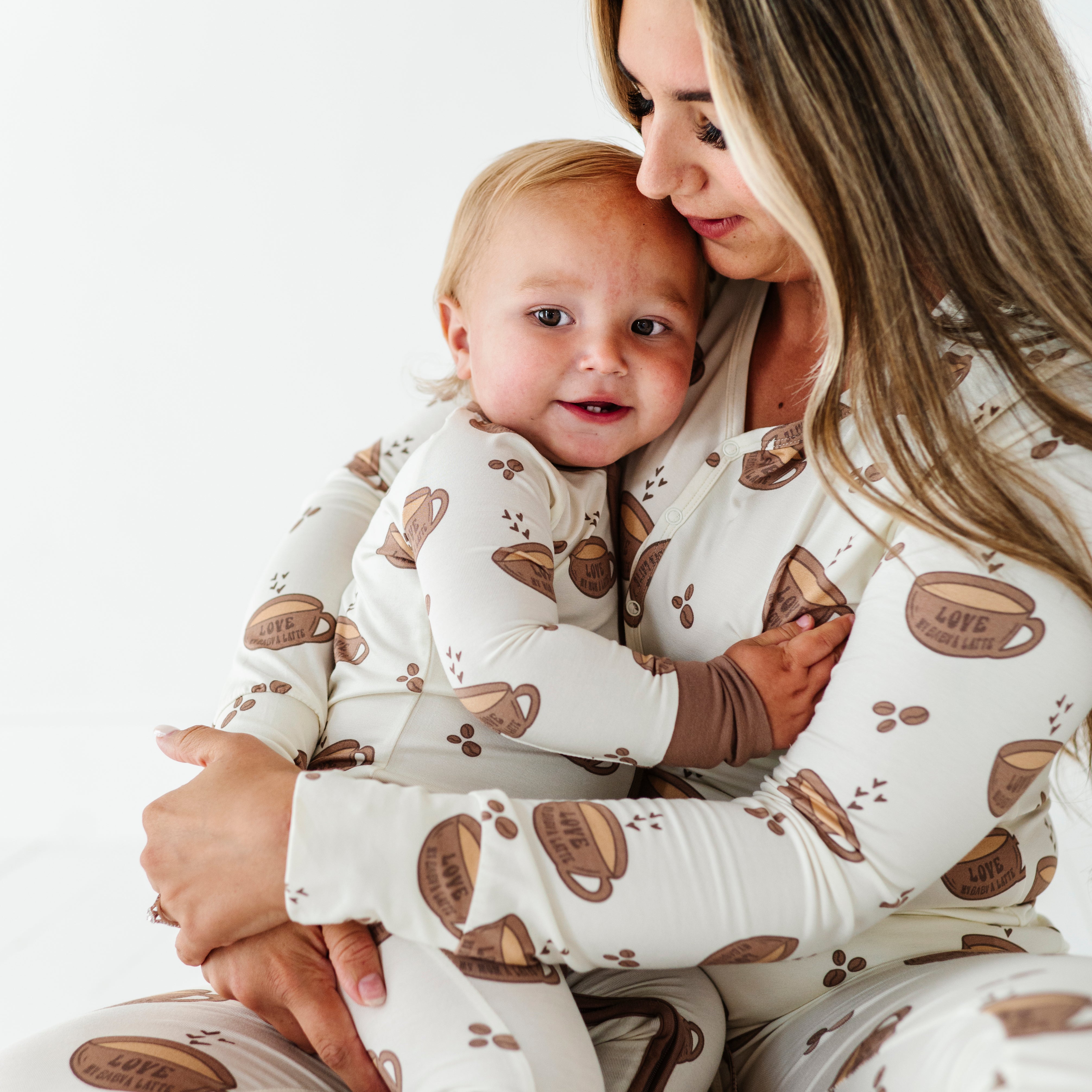 Women’s Love My Baby A Latte Bamboo pajamas featuring soft, eco-friendly bamboo fabric, offering comfort and breathability for everyday wear.