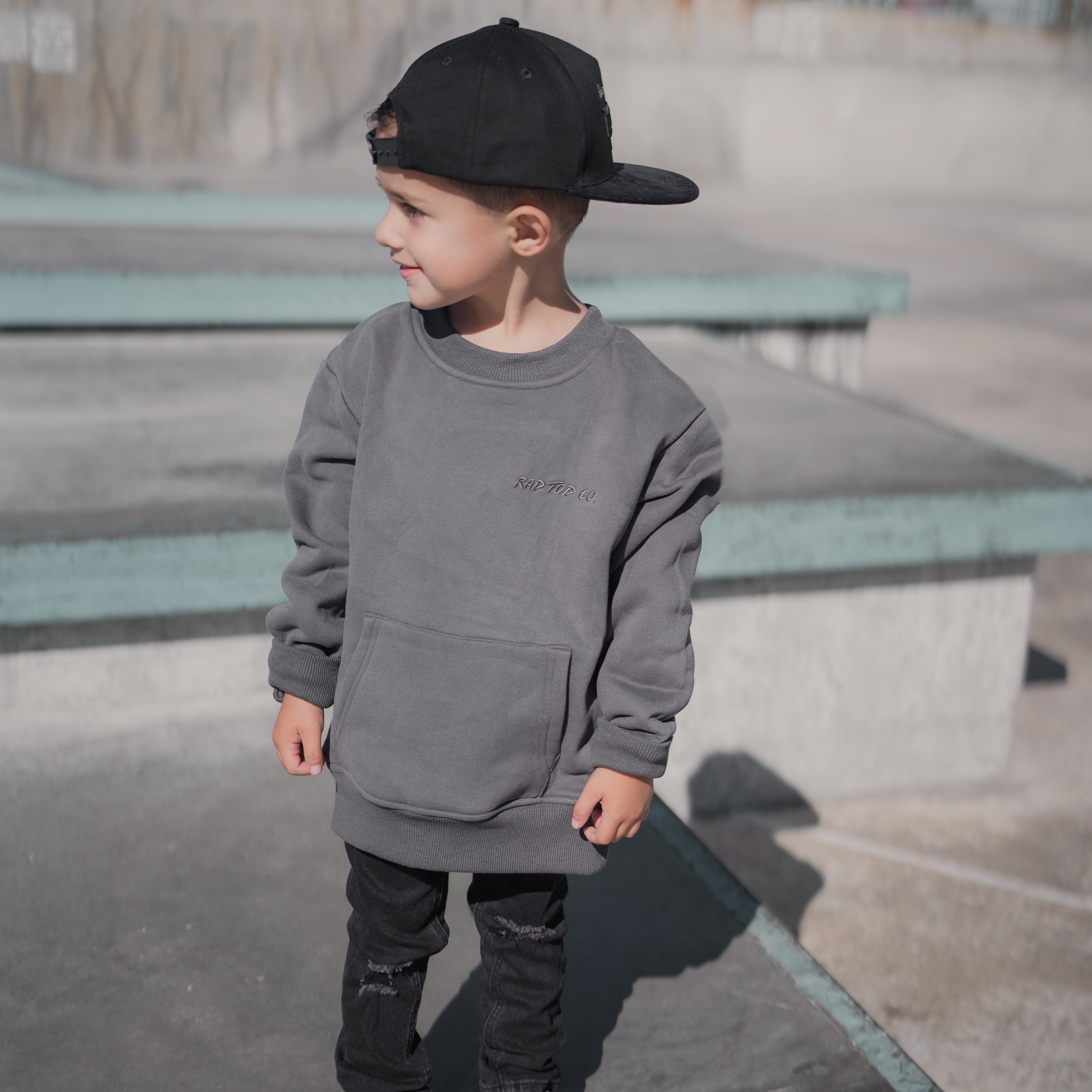 fleece lined grey colored toddler boys jacket oversized for kids
