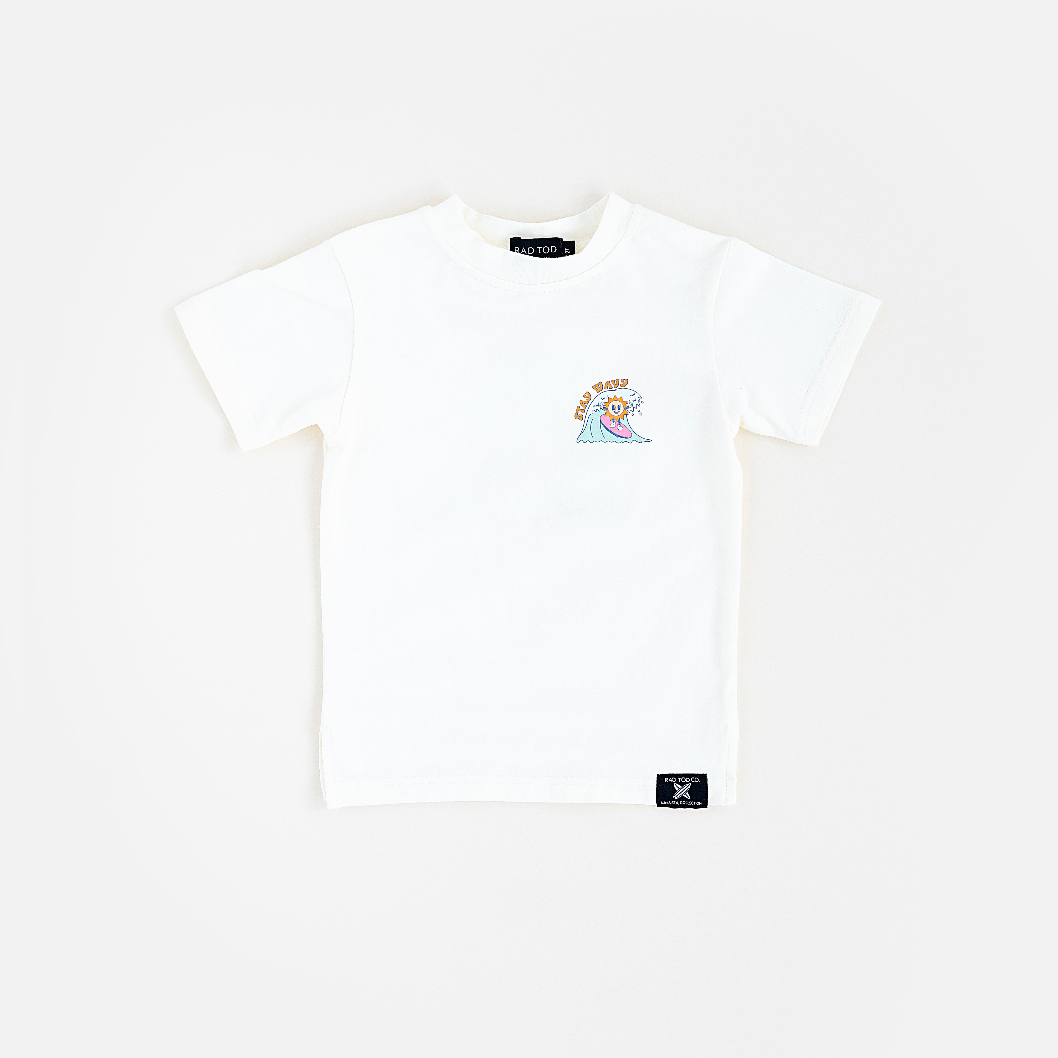 front side of a Trendy toddler t-shirt with vibrant designs for comfortable everyday wear