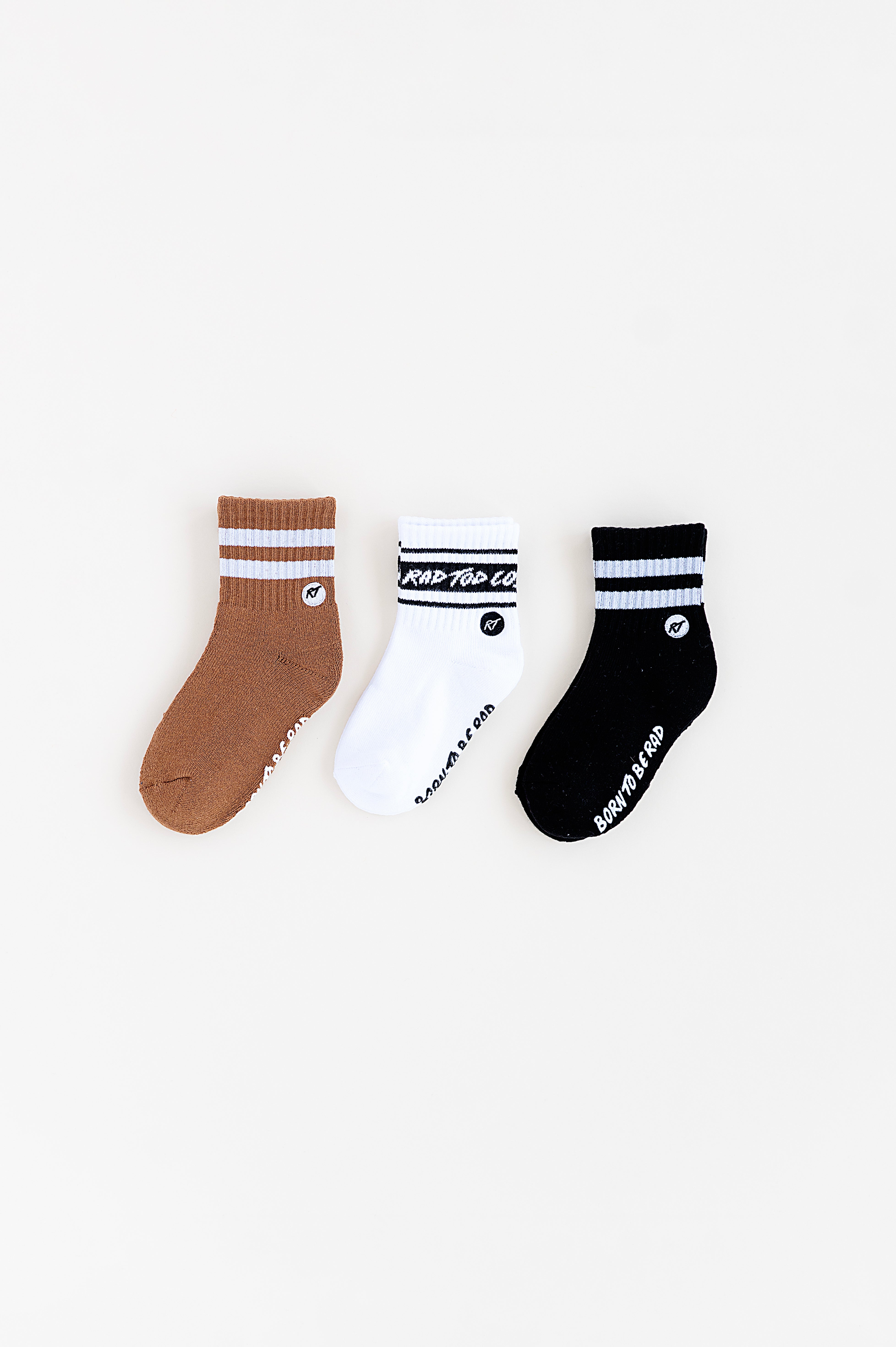 Trendy toddler socks in neutral colors for a comfortable and versatile fit with 3 socks in different colors