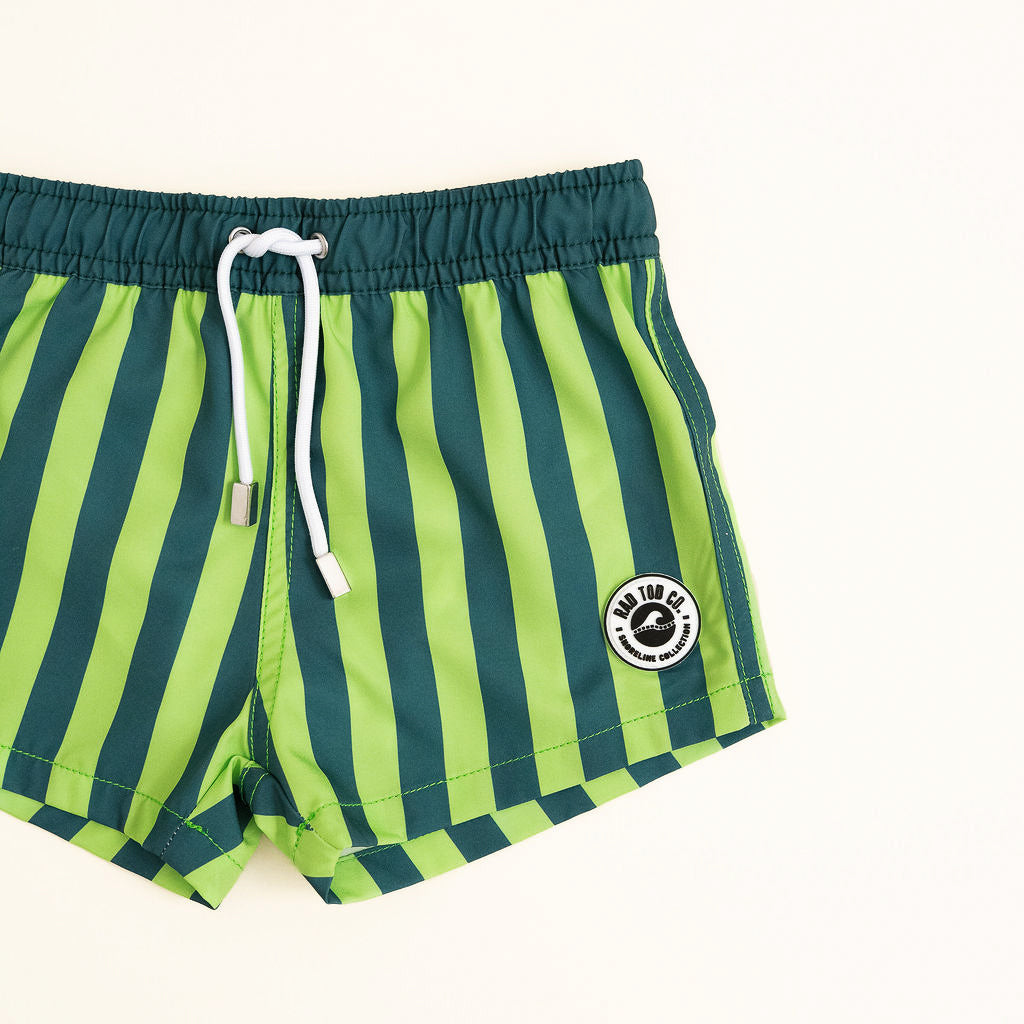 LIME GREEN and dark green striped hi visibility swimmie by Rad Toddler