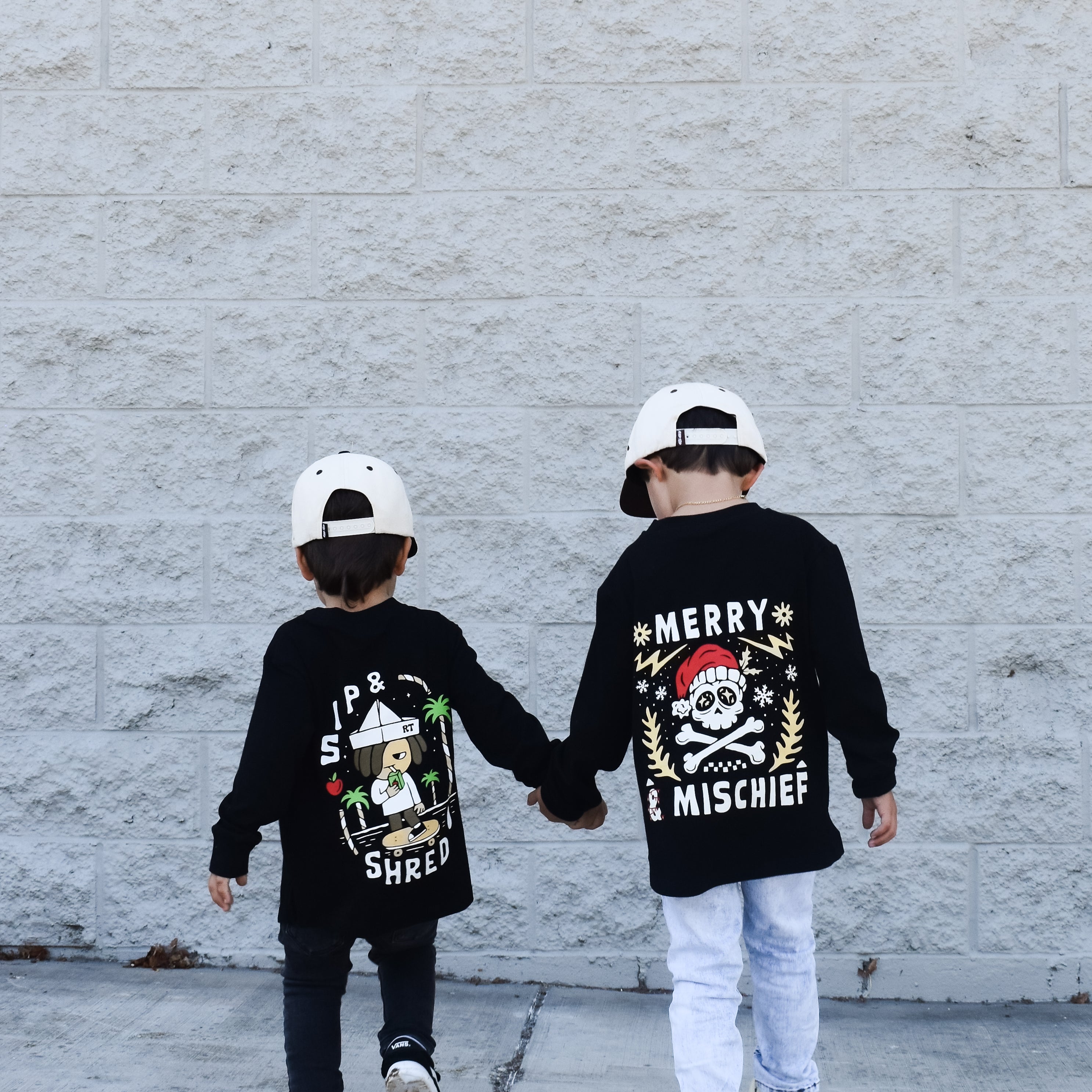 Sip and Shred and Merry and Mischief shirts by Rad Toddler