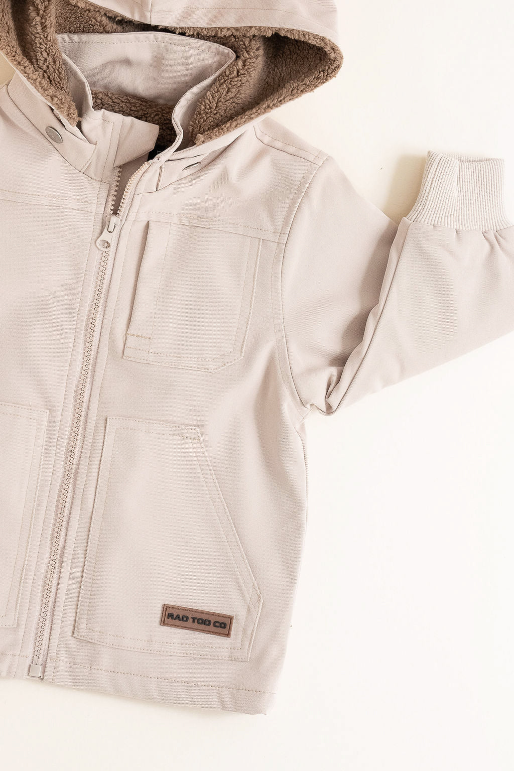 rad toddler banxs jacket in beige premium sherpa lined jacket