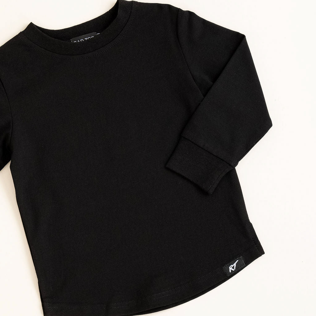 Black long-sleeve shirt on a white background