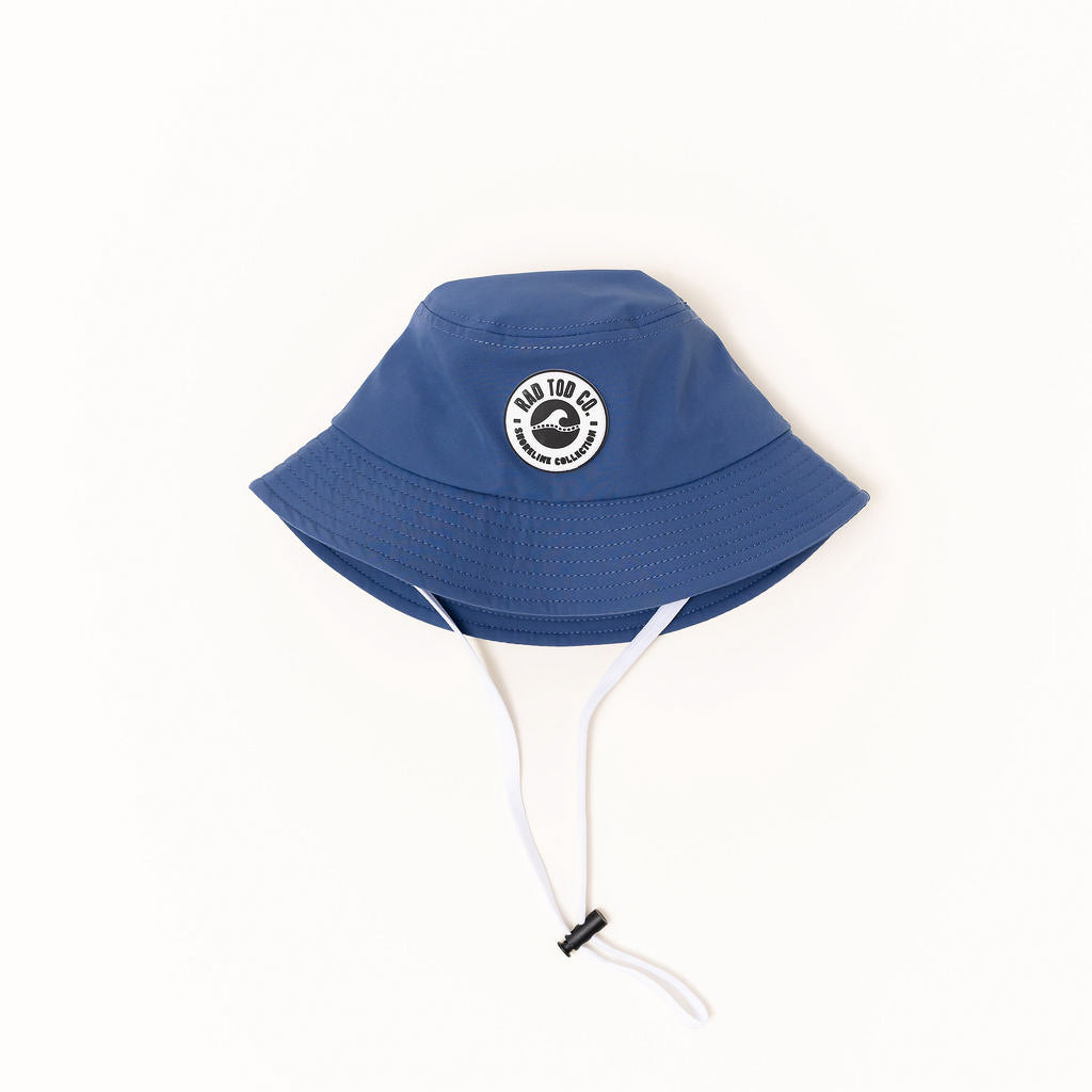 Kids ocean blue bucket hat with adjustable strap