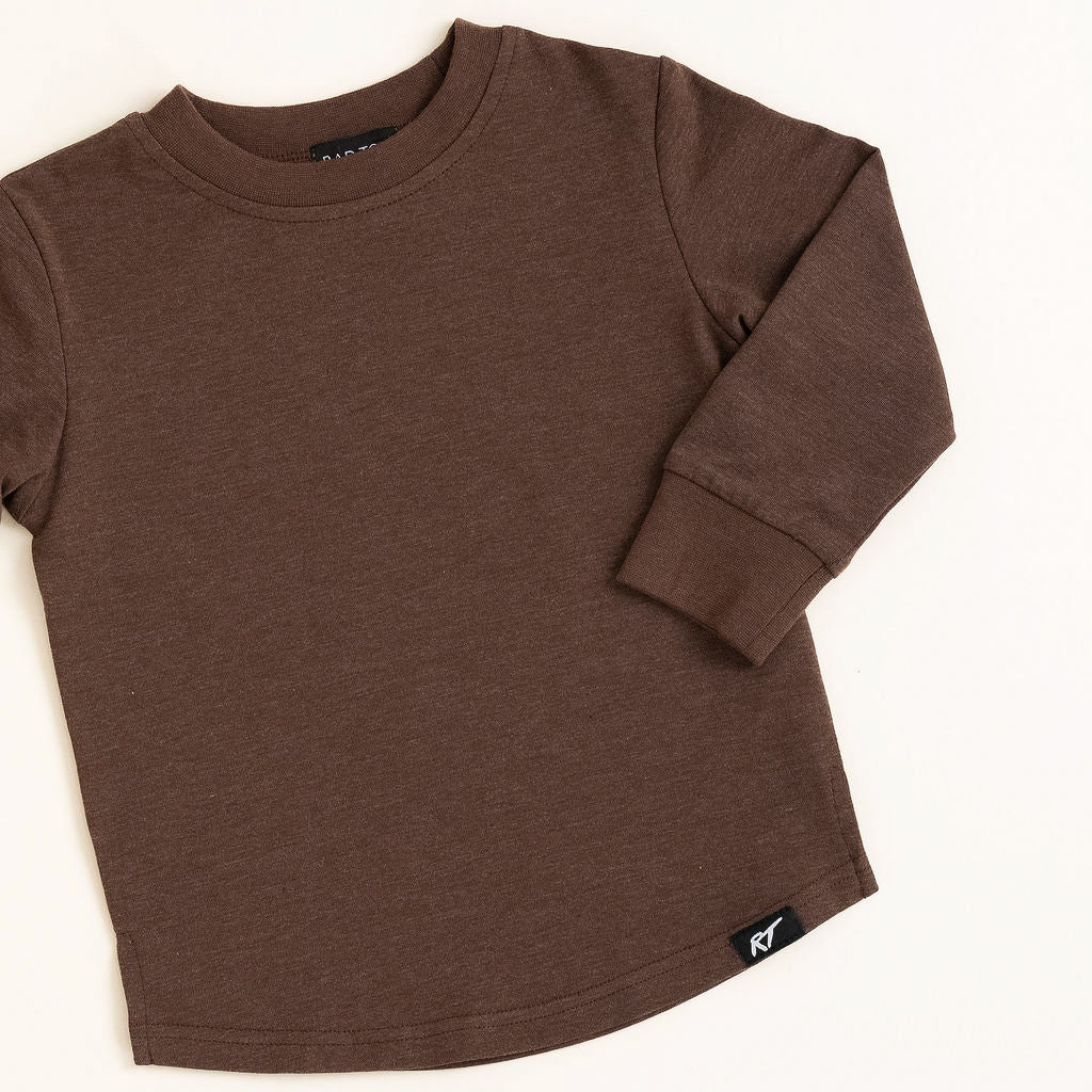 Brown long-sleeve shirt on a white background