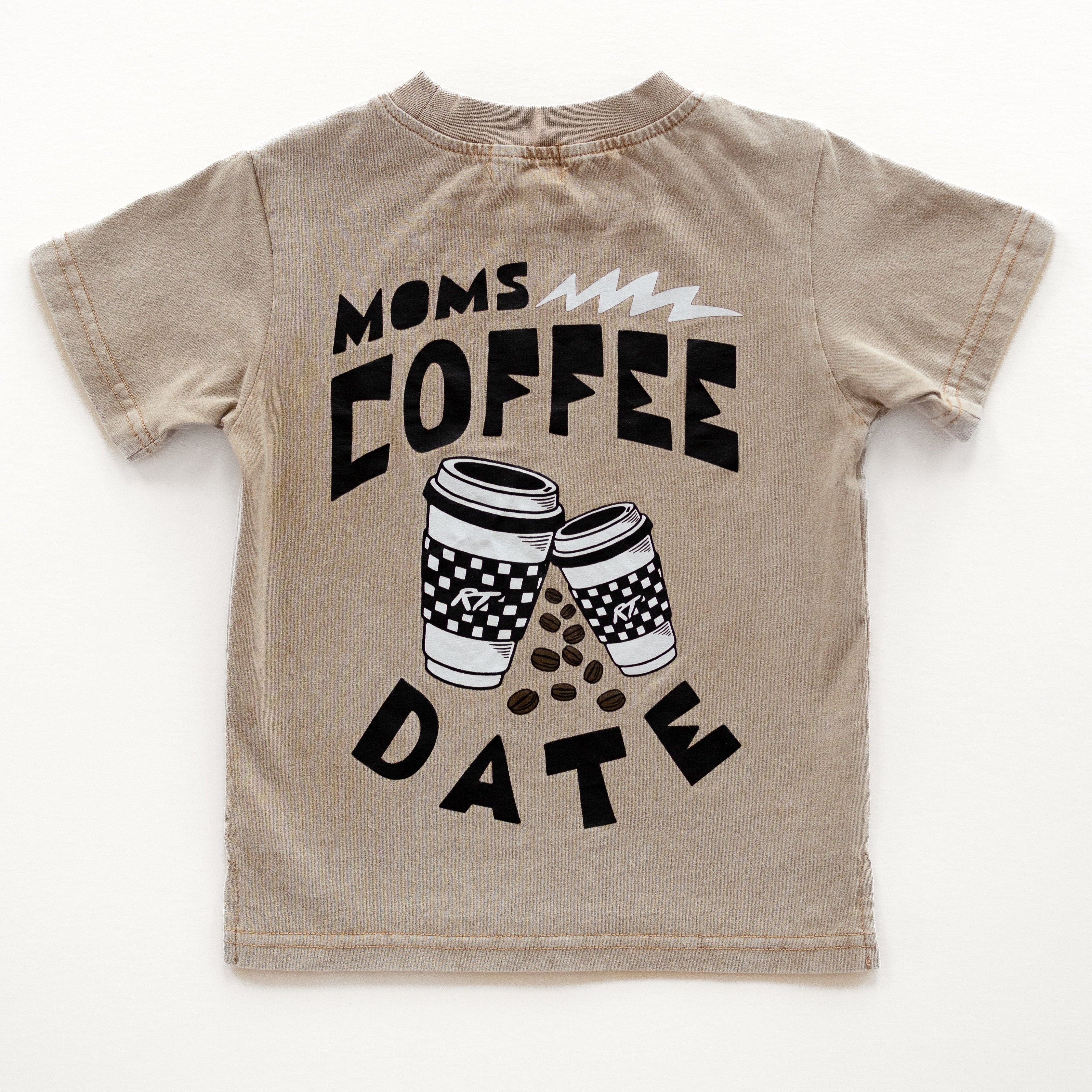 moms coffee date design t shirt with durable material and fun playful design