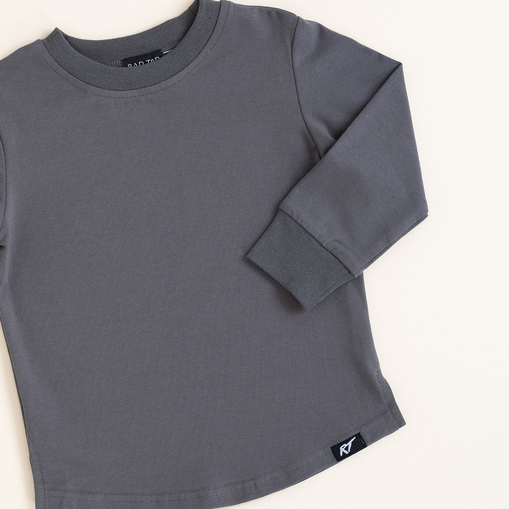 Gray long-sleeve shirt on a white background