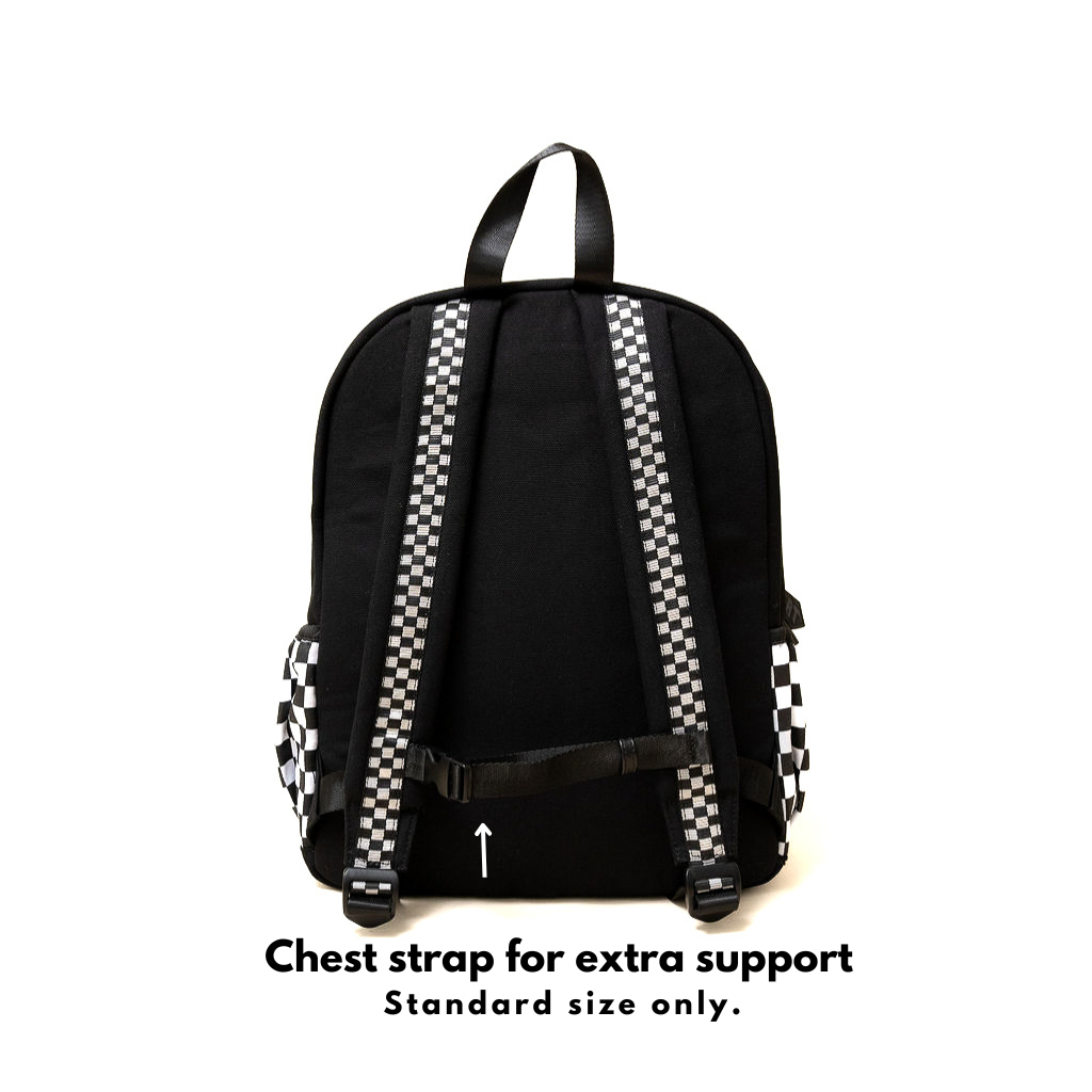 Close-up of Fast Lane backpack material and zipper detailing