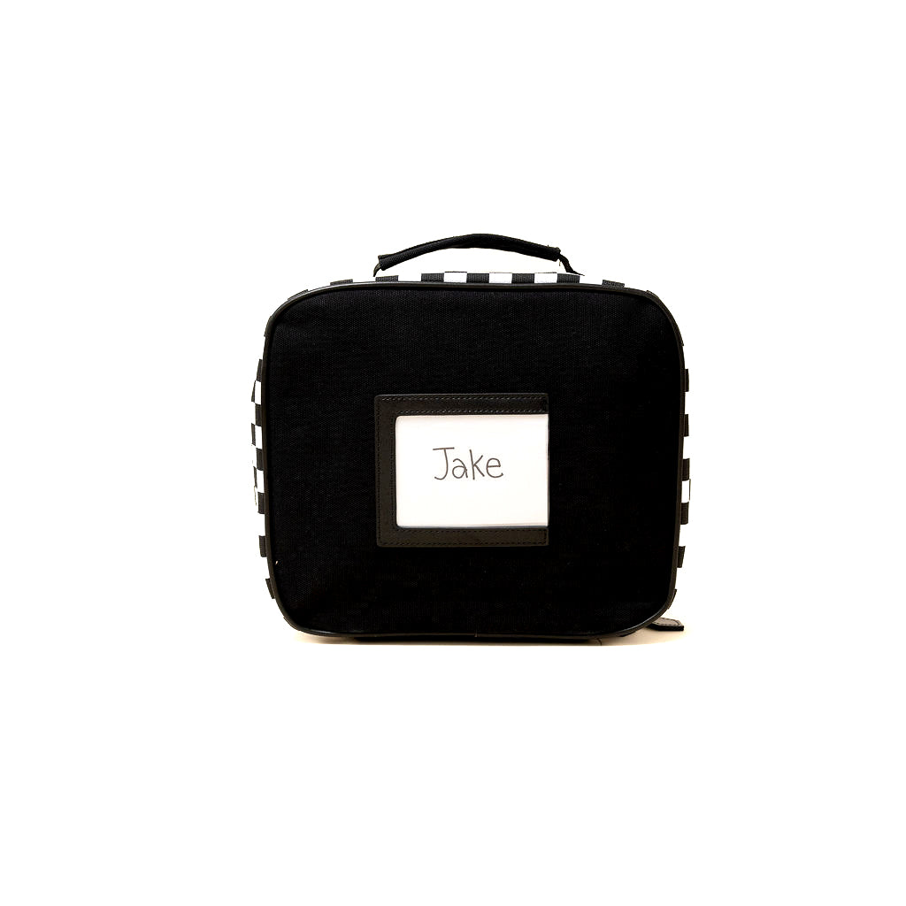 Black rectangular pouch with 'Jake' label on a white background