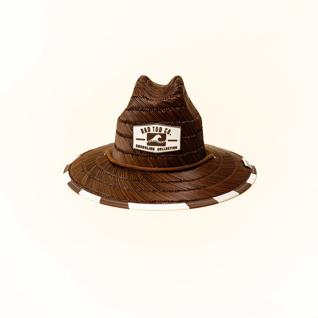 Dark straw hat with cacao colored checkers on bottom by Rad Toddler