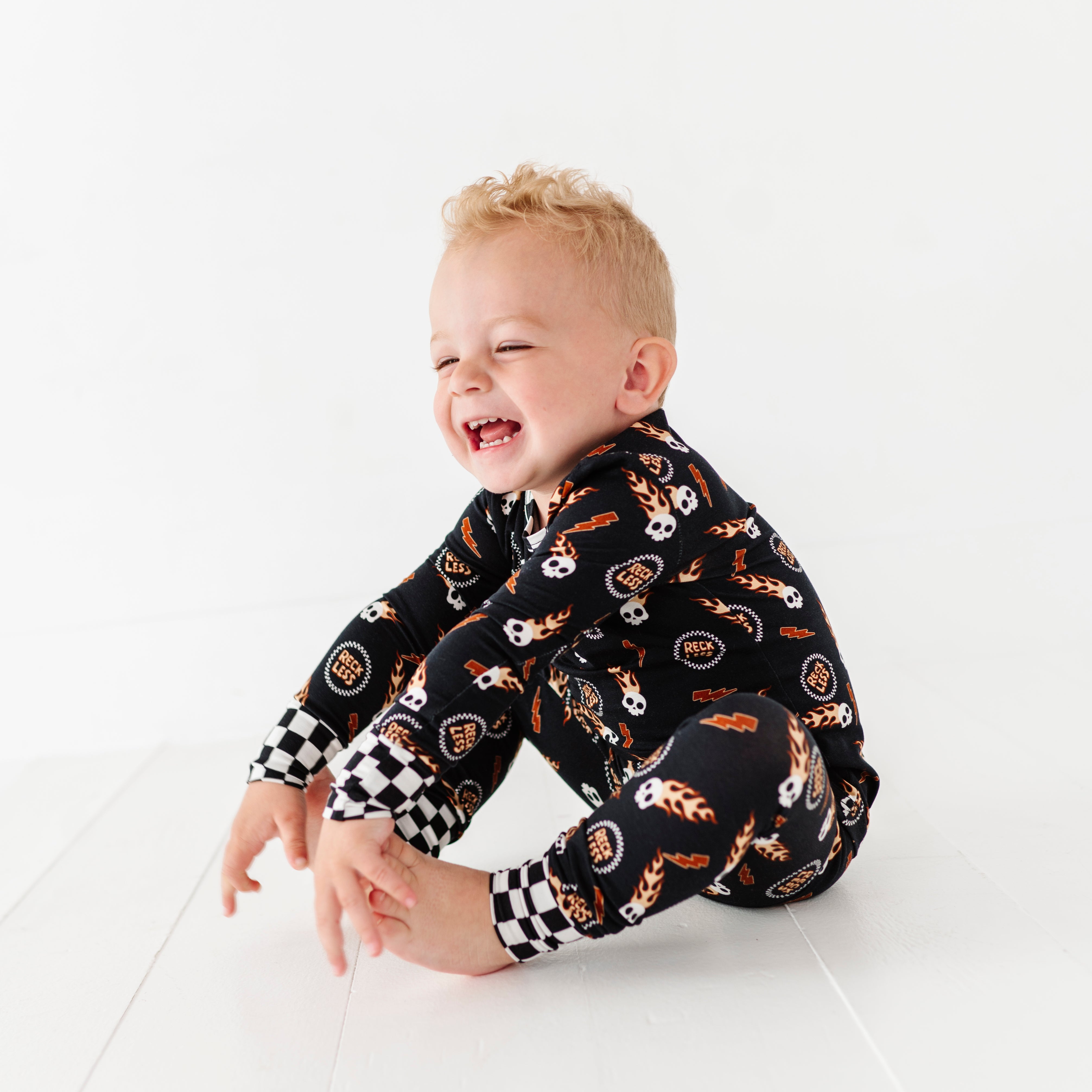 boy enjoying his Reckless bamboo 2-piece set for toddlers featuring bold style and ultimate comfort