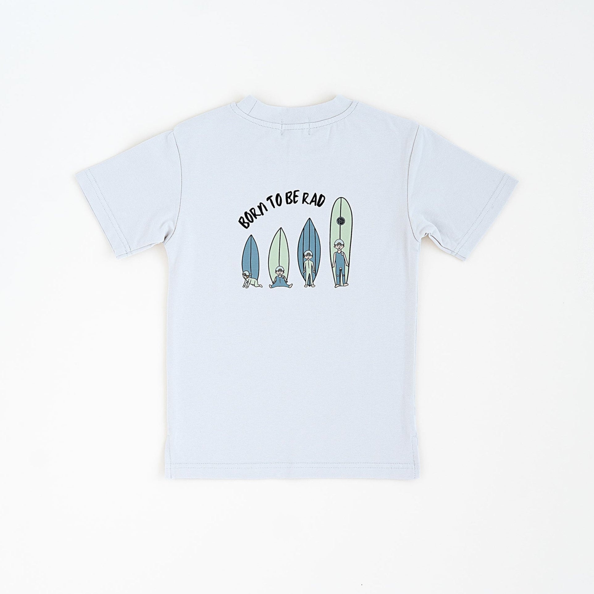 Trendy toddler t-shirt with vibrant designs for comfortable everyday wear with a cool logo featuring a boy growing up as a surfer