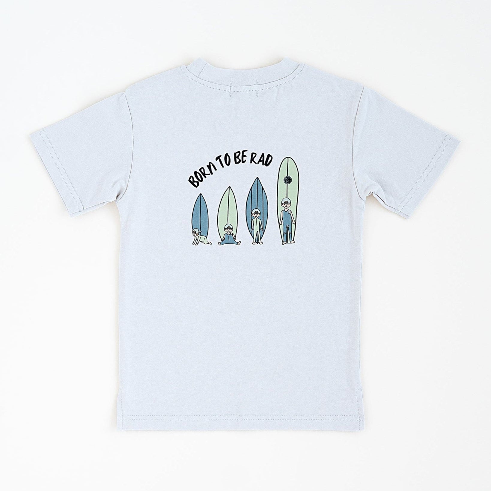 Trendy toddler t-shirt with vibrant designs for comfortable everyday wear with a cool logo featuring a boy growing up as a surfer