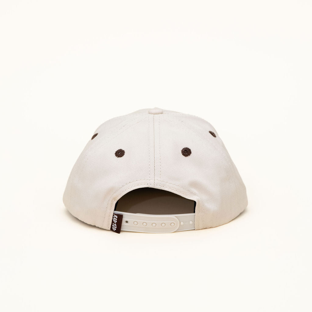 Adjustable back strap of the Moms Coffee Date kids snapback for a comfortable fit.