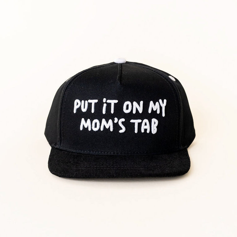 Put It On My Mom’s Tab black snapback hat for kids