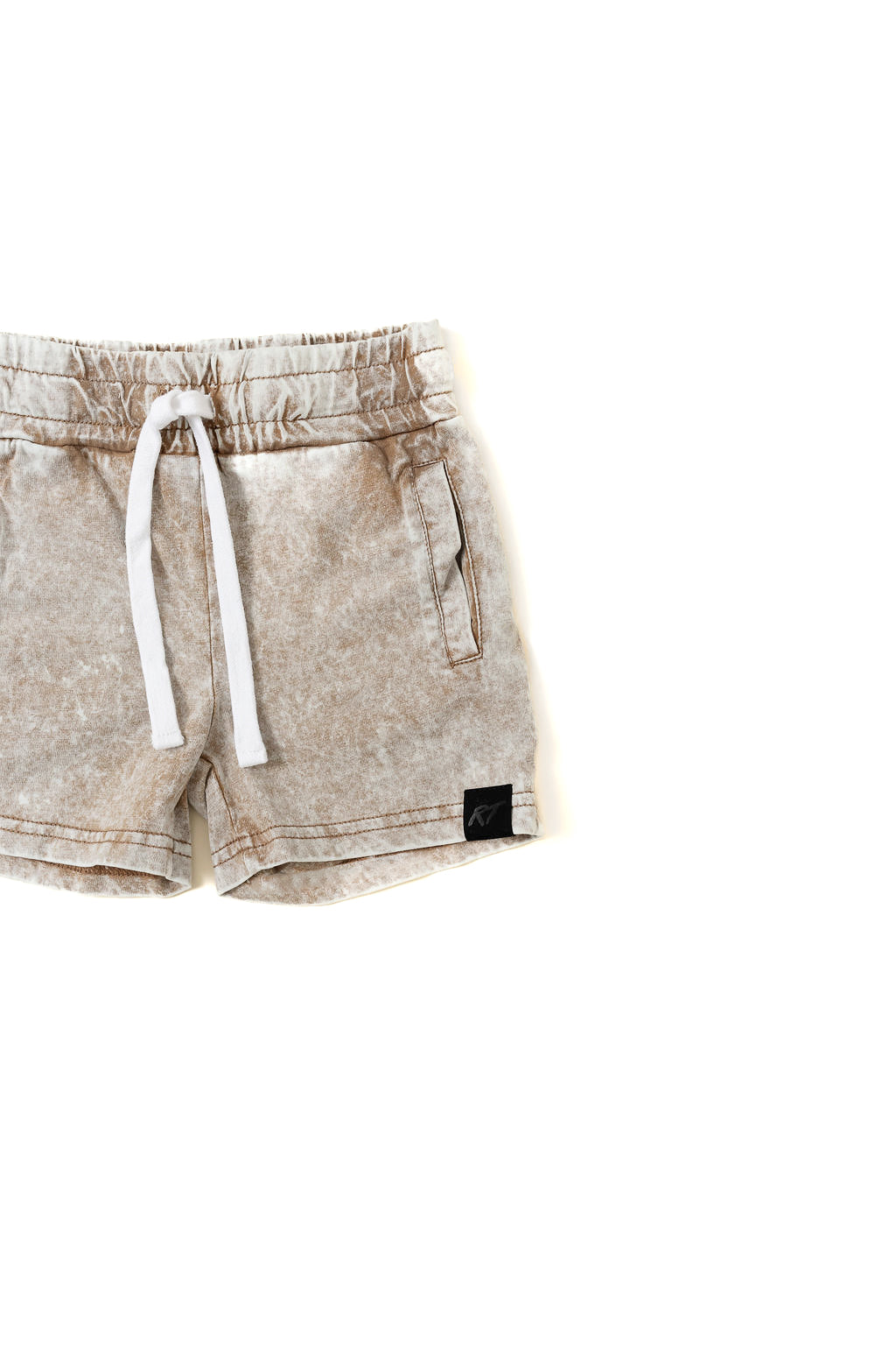 Stone Wash Shorts Sand laid flat, soft cotton kids clothing