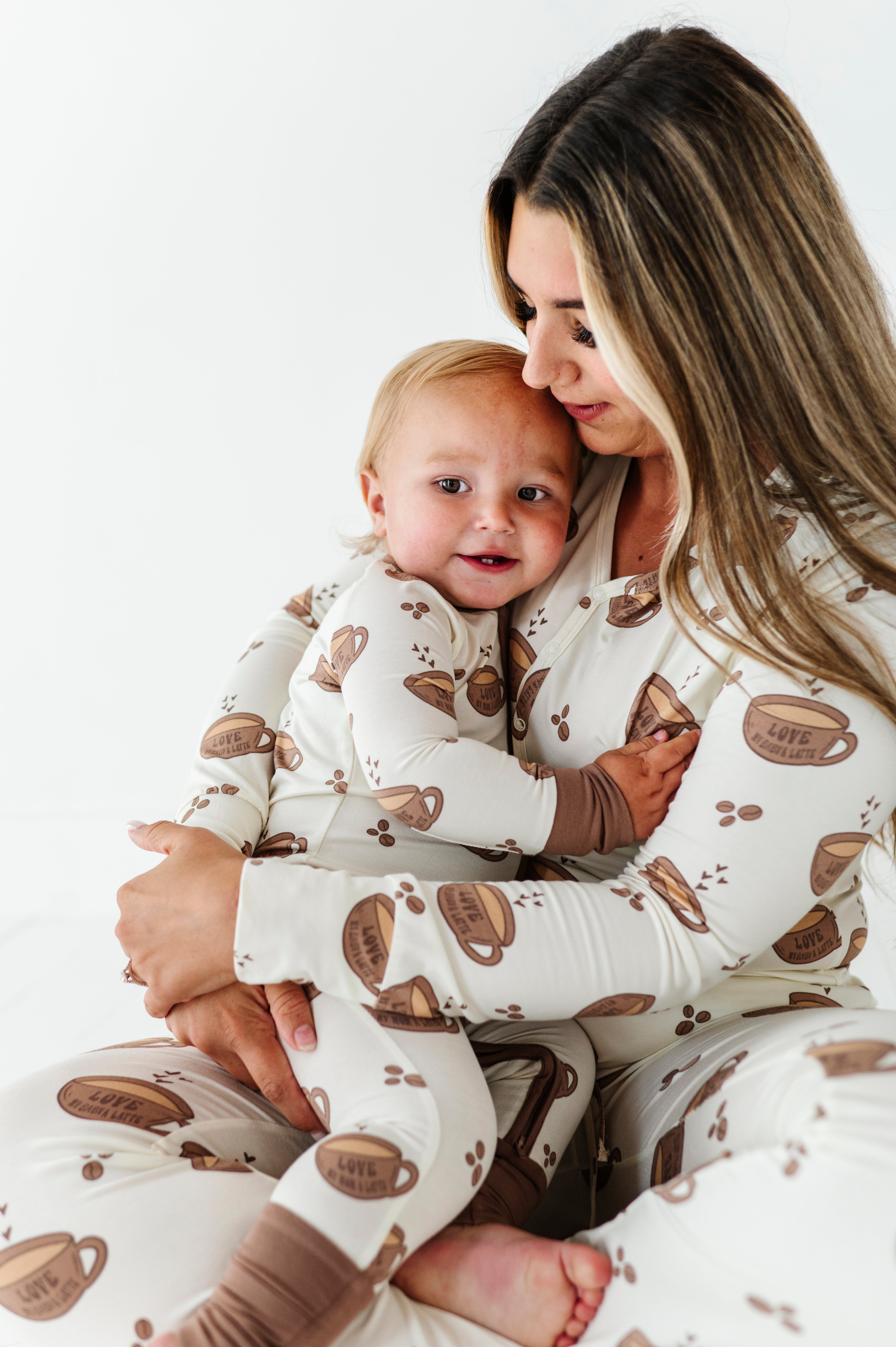 Women’s Love My Baby A Latte Bamboo pajamas featuring soft, eco-friendly bamboo fabric, offering comfort and breathability for everyday wear.