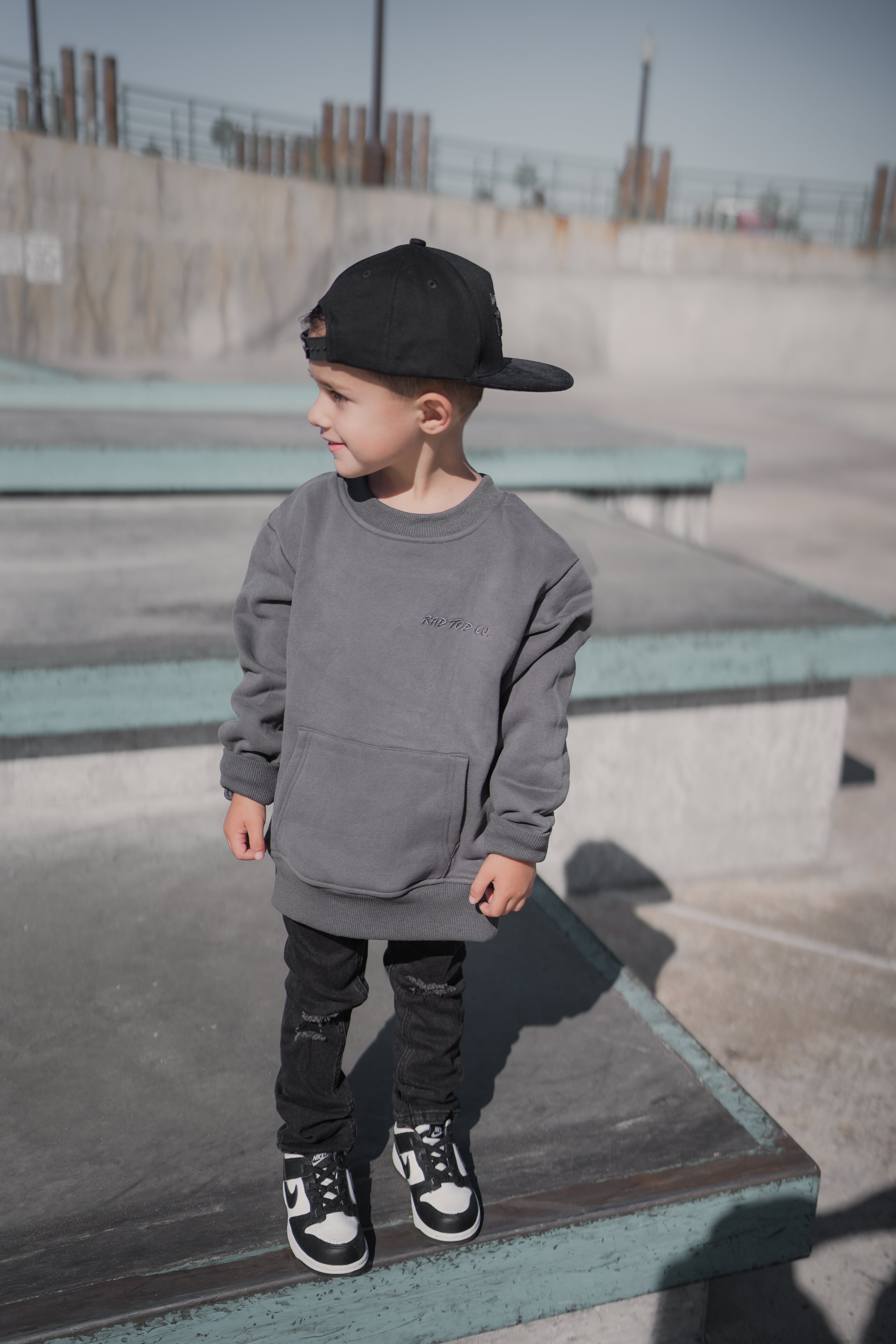 fleece lined grey colored toddler boys jacket oversized for kids