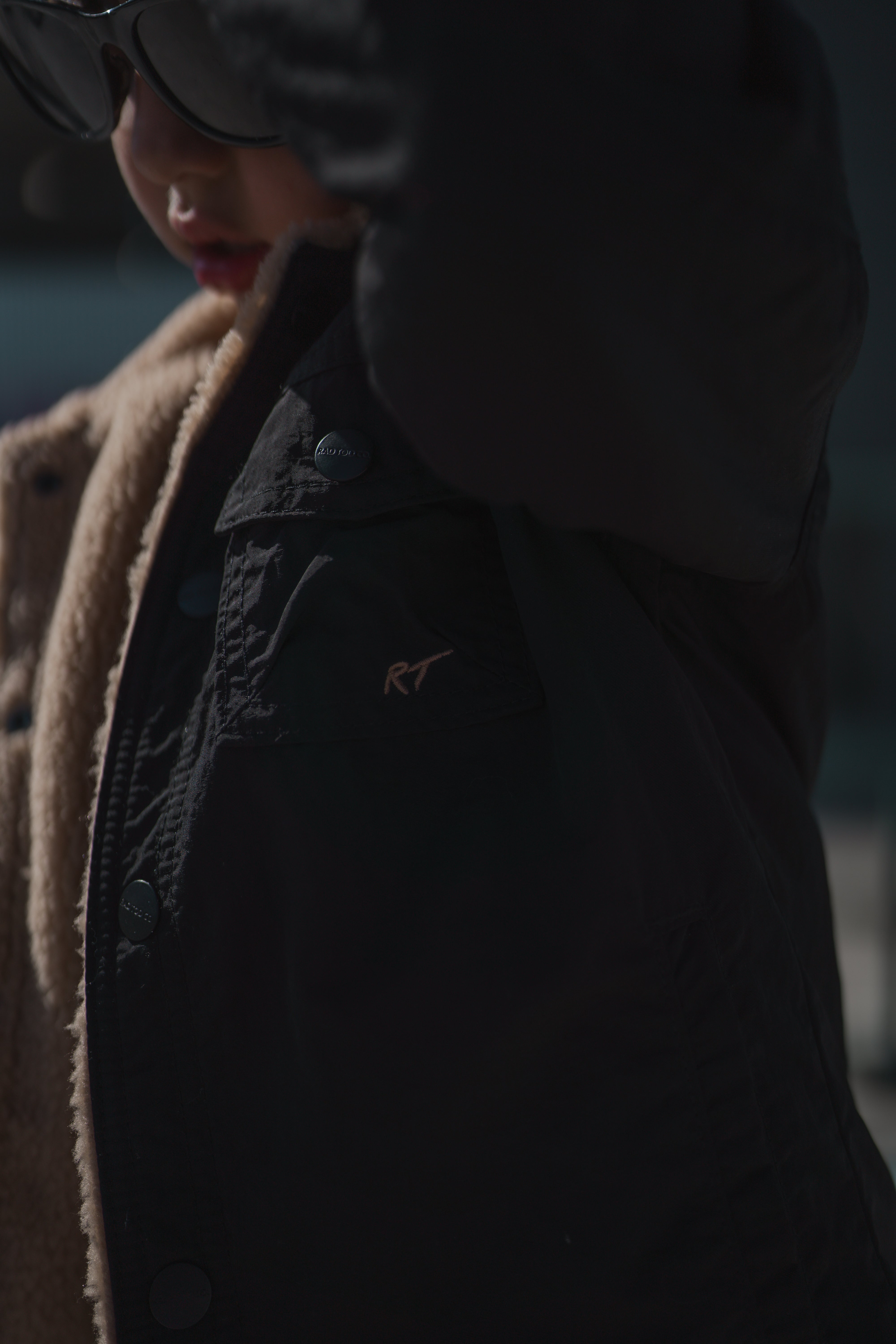 details on the ezra jacket in black