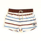 Driftwood Stripes swimmie shorts by rad toddler, classic design on white background