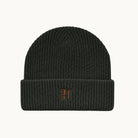 Forest green beanie with the letters RT for Rad Toddler
