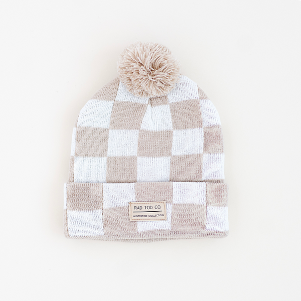 TAN CHECKERED BEANIE – Rad Tod TAN CHECKERED BEANIE – Rad Tod