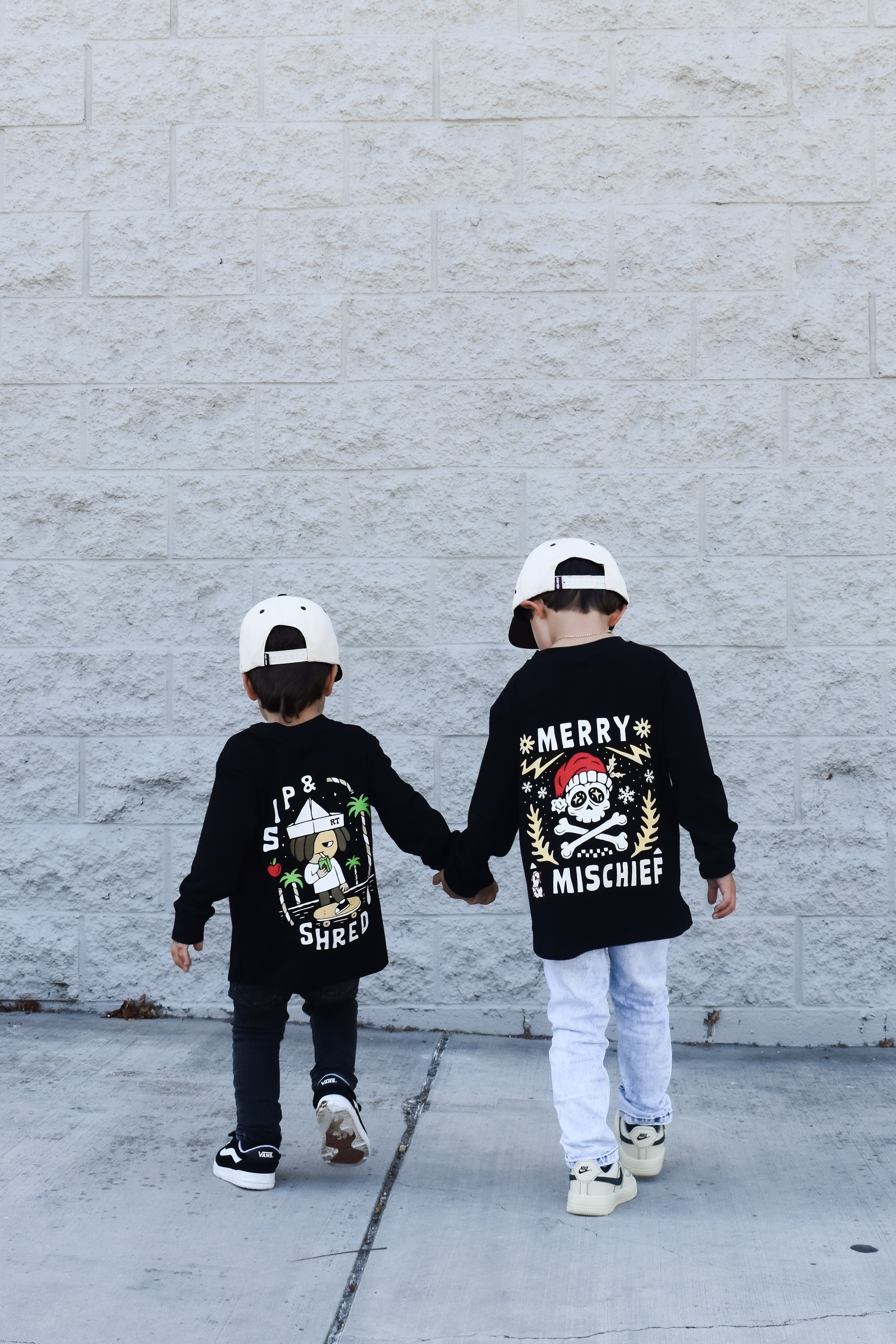 Sip and Shred and Merry and Mischief shirts by Rad Toddler