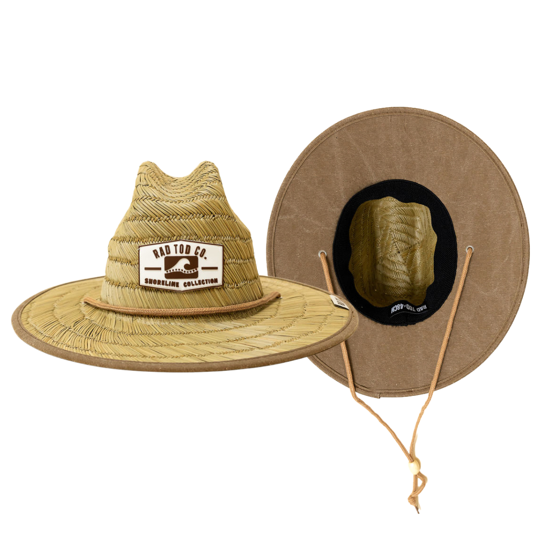 Acid Wash Dune straw hat in natural straw color with acid wash detail under the brim, wide brim providing sun protection for face, ears, and neck by Rad Toddler