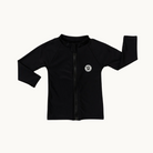 Black kids rashguard shirt with zipper UPF 50 swimwear