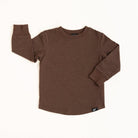 Chocolate long-sleeve shirt on a white background