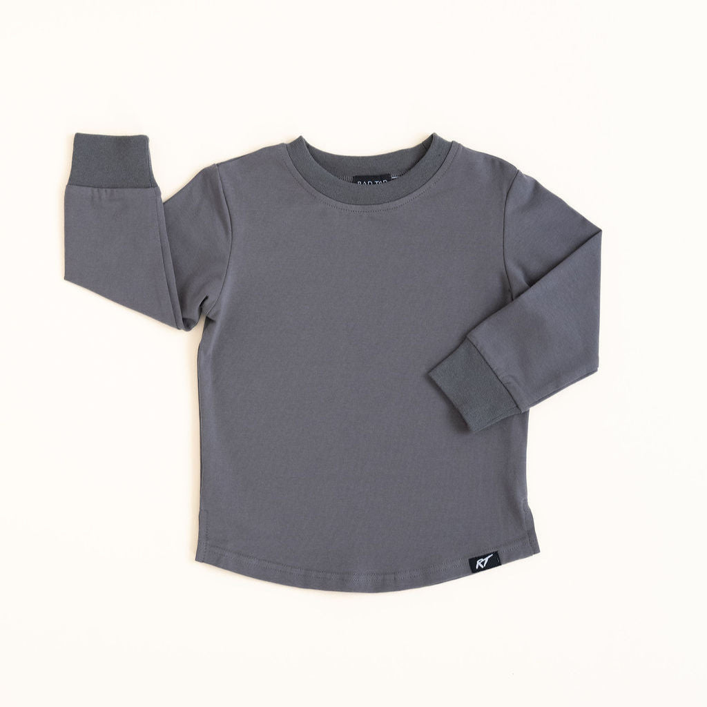 Gray long-sleeve shirt on a white background