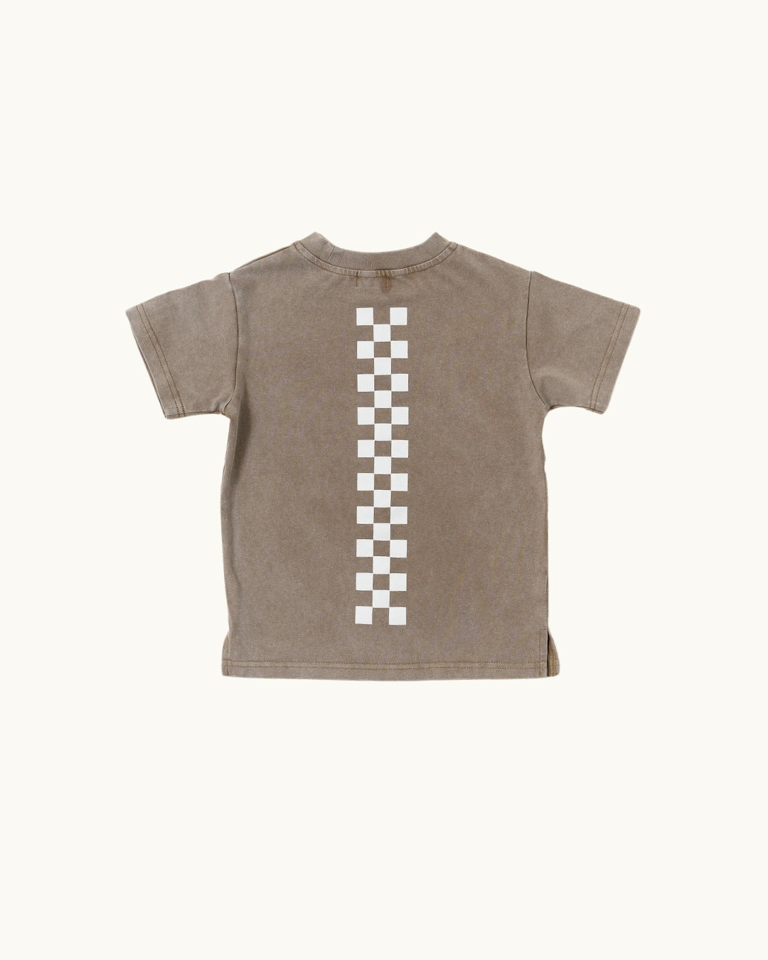 Back graphic I Do My Own Stunts kids shirt in sand