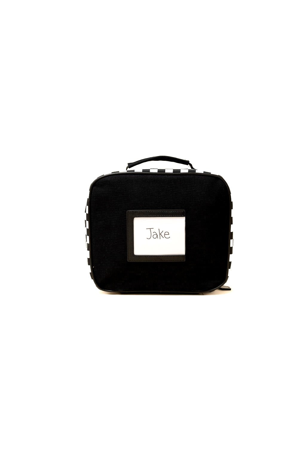 Black rectangular pouch with 'Jake' label on a white background