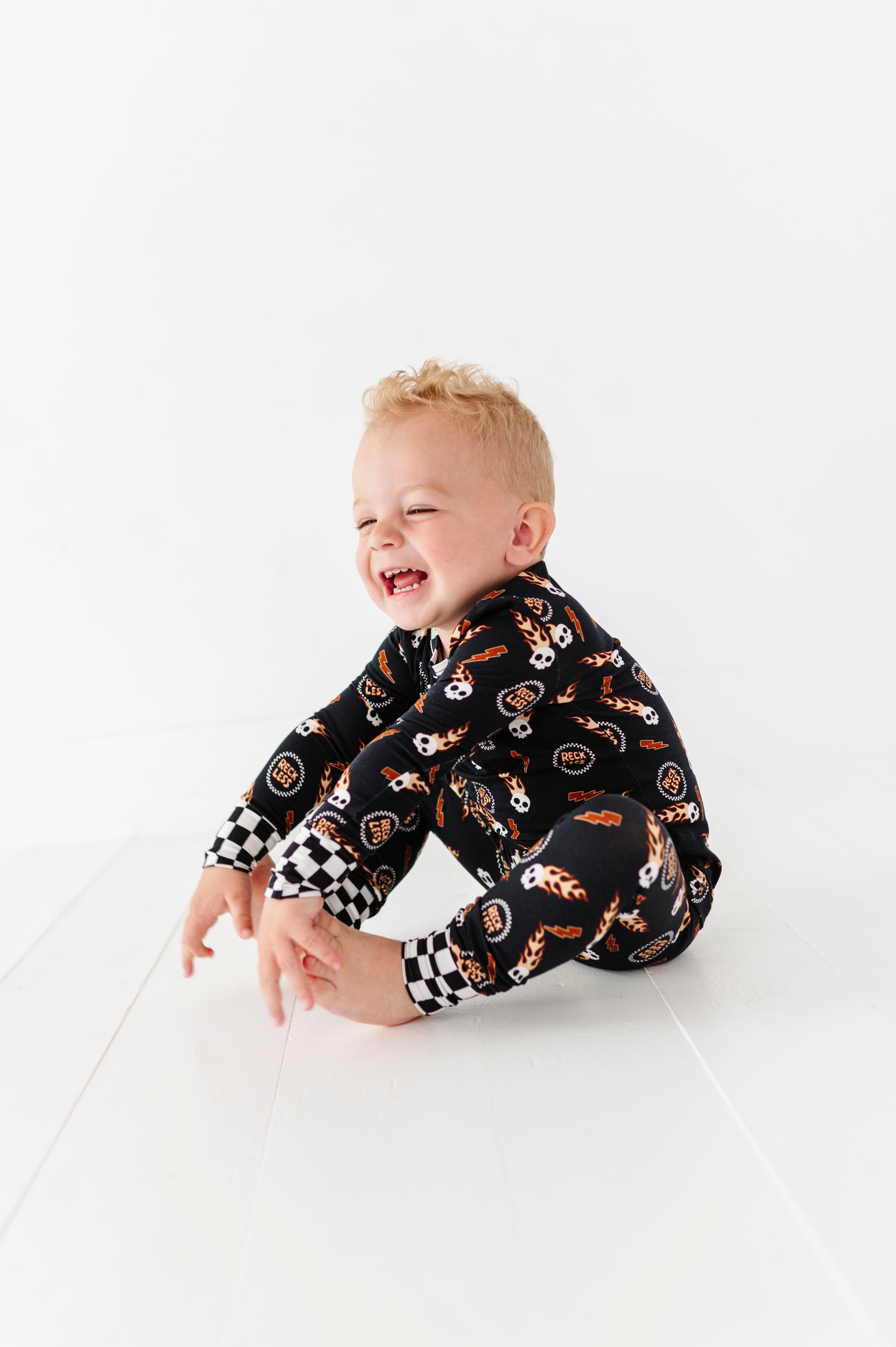 boy enjoying his Reckless bamboo 2-piece set for toddlers featuring bold style and ultimate comfort
