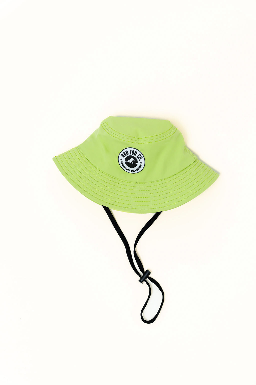 Hi vis lime waterproof kids bucket hat with strap