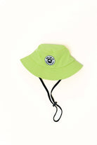 Hi vis lime waterproof kids bucket hat with strap