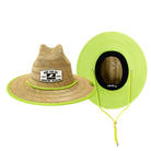 Hi-Vis Lime straw hat with natural straw exterior and bright lime detail under the brim, wide brim providing sun protection for face, ears, and neck by Rad Toddler
