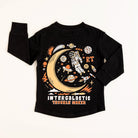 Back graphic of Intergalactic Troublemaker long sleeve in black