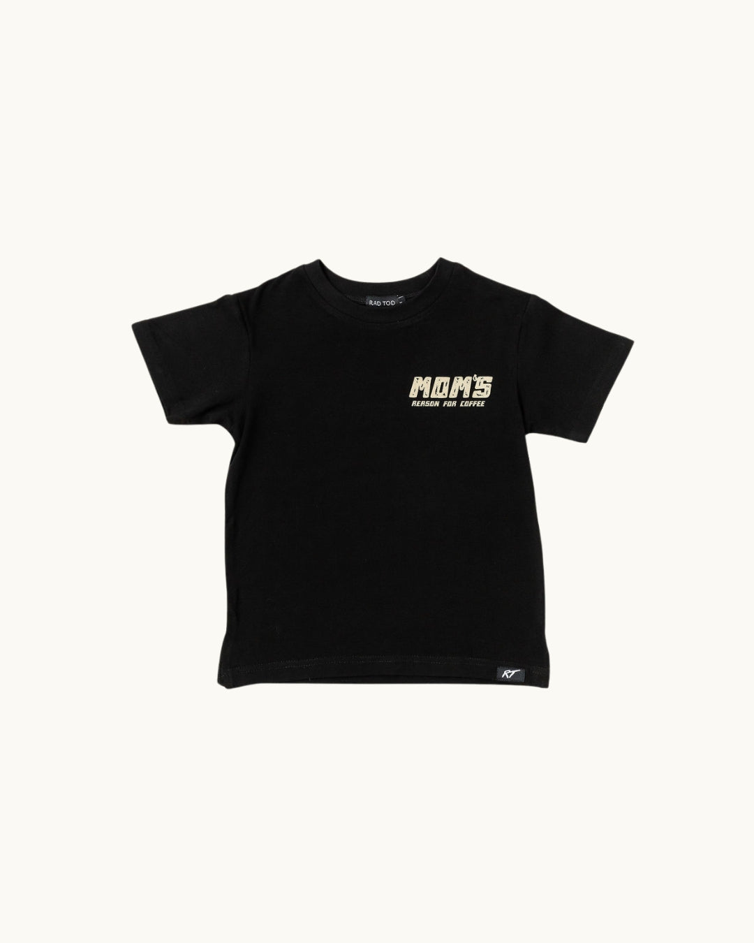 Relaxed fit kids shirt Mom’s Reason for Coffee graphic