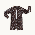 Kids brown rashguard onesie custom fit beachwear