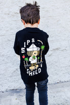 Kids graphic long sleeve – skateboard and juice box design