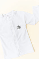 White zip up rashguard quick dry kids swimwear UPF 50 by rad toddler