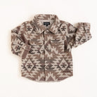 Flat lay of the Zion Jacket with earthy patterned design and soft lining